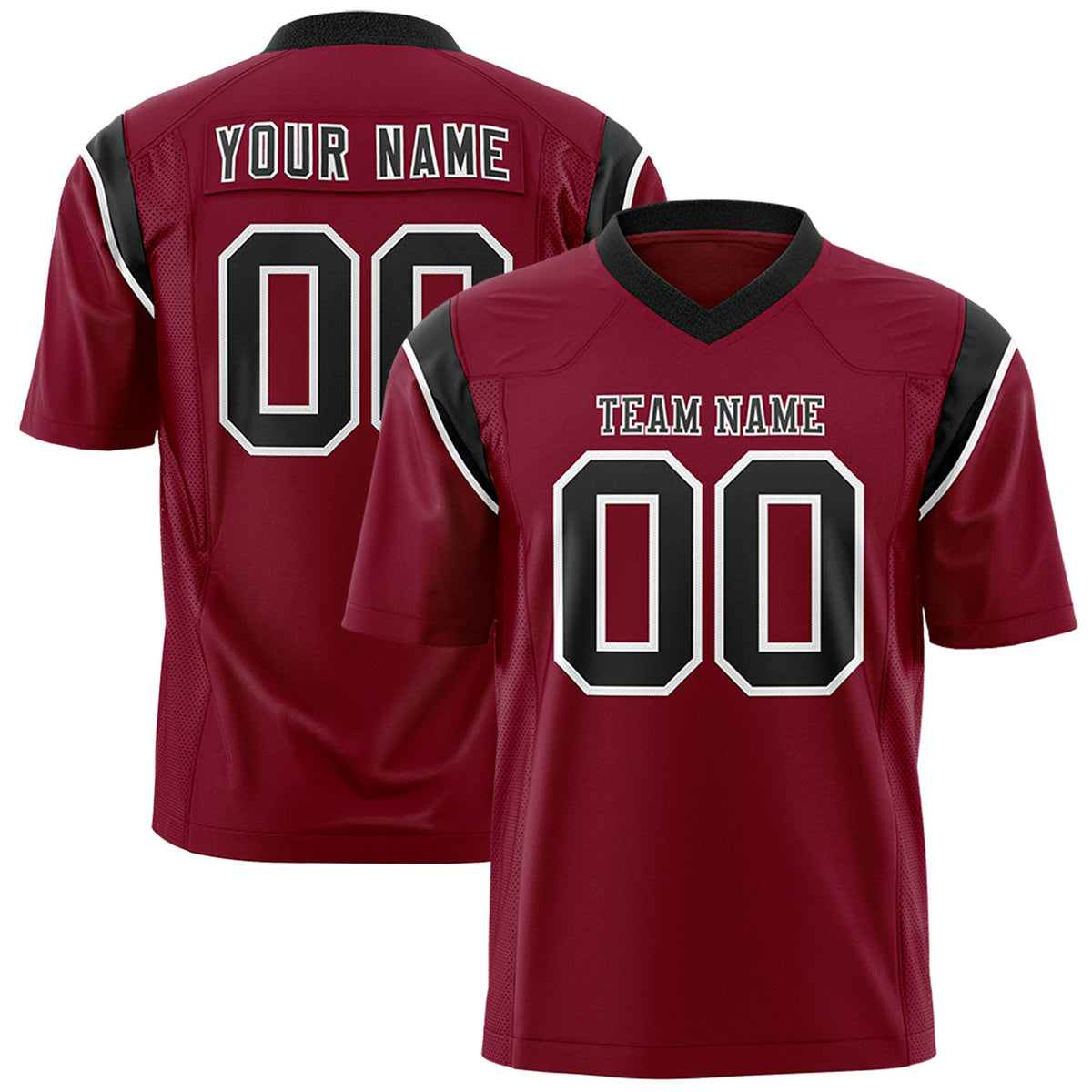 Custom Flag Football Jersey | Cardinal Black Color Block For Youth &amp; Men | Add Name, Number &amp; Logo | KXKSHOP
