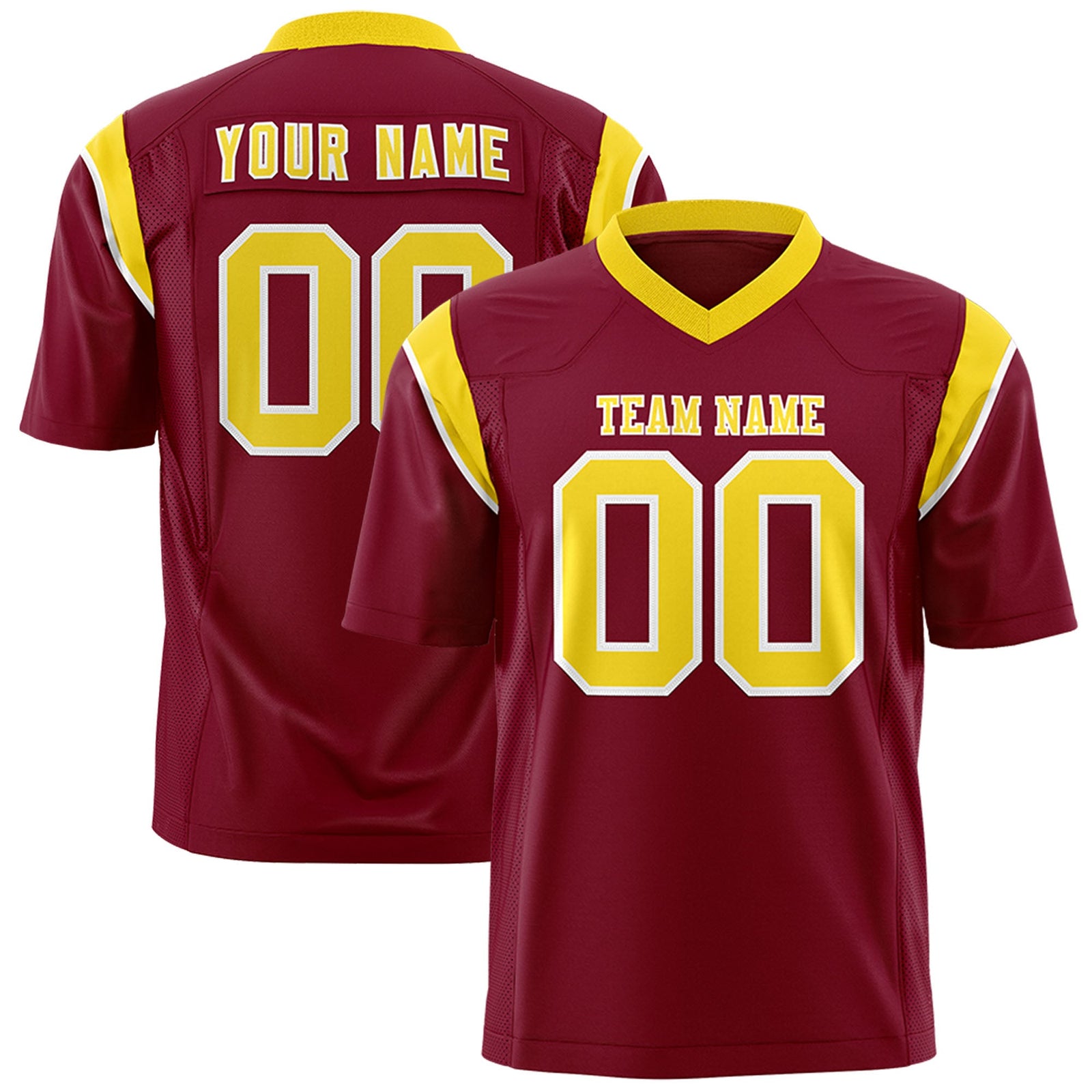 Custom Flag Football Jersey | Cardinal Gold Color Block For Youth & Men | Add Name, Number & Logo | KXKSHOP