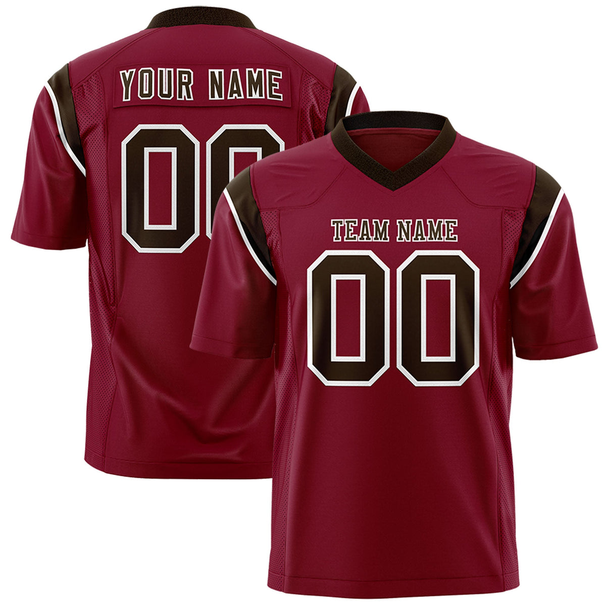 Custom Flag Football Jersey | Cardinal Brown Color Block For Youth &amp; Men | Add Name, Number &amp; Logo | KXKSHOP