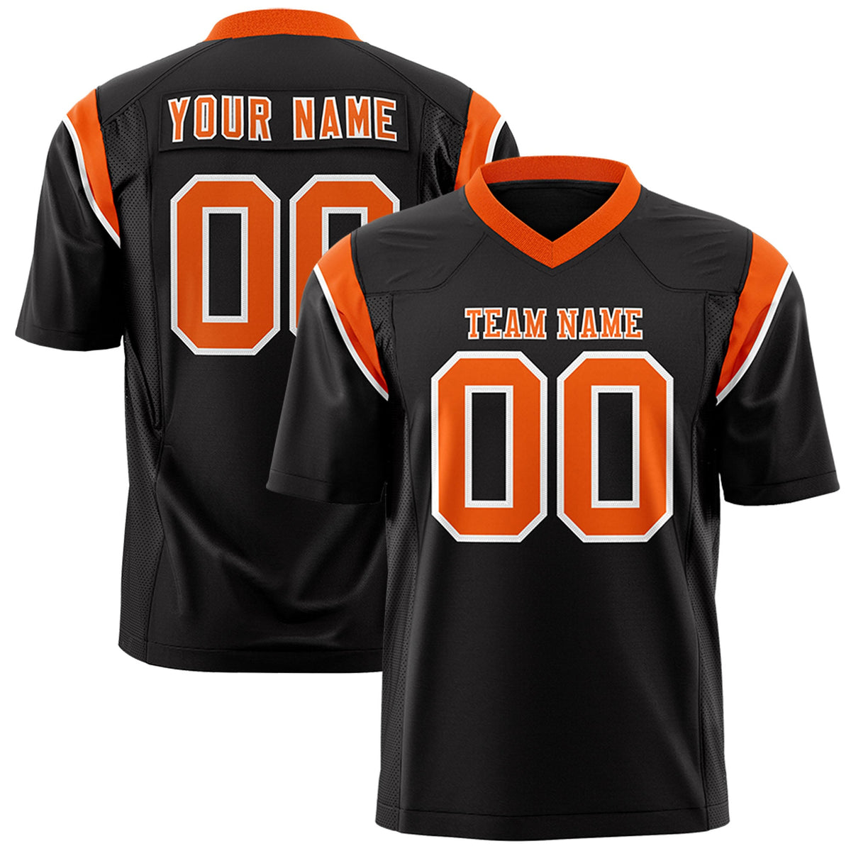 Custom Flag Football Jersey | Black Orange Color Block For Youth &amp; Men | Add Name, Number &amp; Logo | KXKSHOP