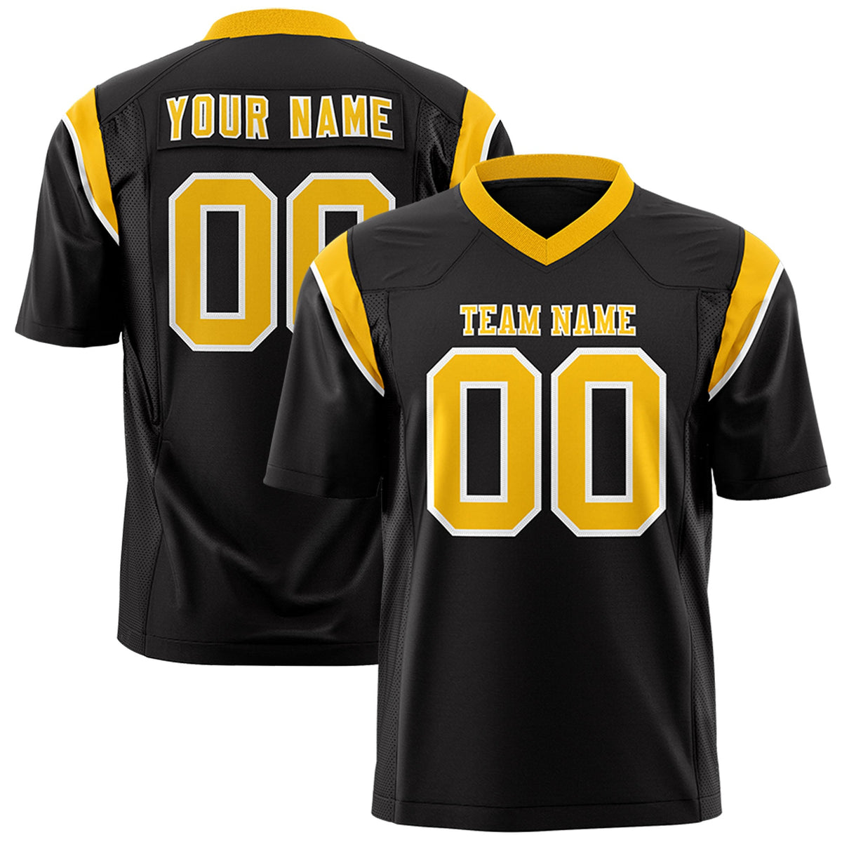 Custom Flag Football Jersey | Black Yellow Color Block For Youth & Men | Add Name, Number & Logo | KXKSHOP