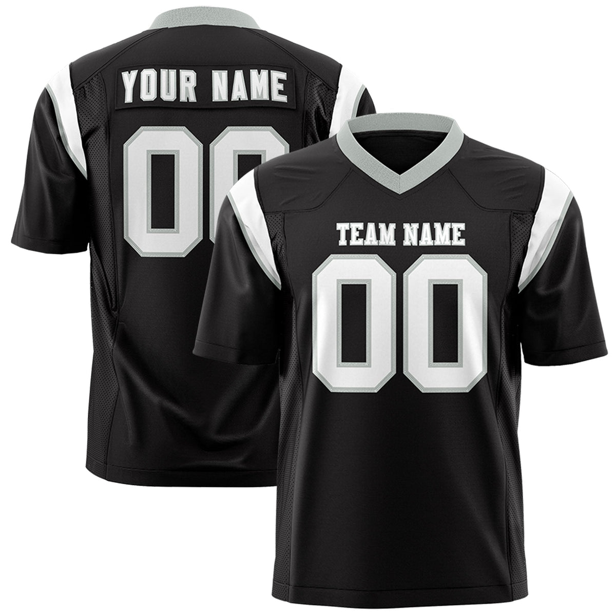 Custom Flag Football Jersey | Black White Color Block For Youth &amp; Men | Add Name, Number &amp; Logo | KXKSHOP
