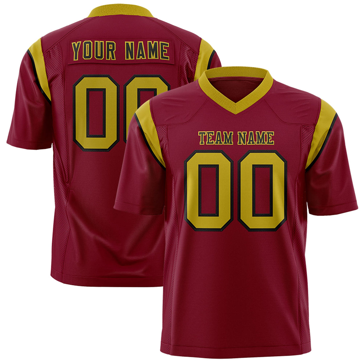 Custom Flag Football Jersey | Cardinal Old Gold Color Block For Youth &amp; Men | Add Name, Number &amp; Logo | KXKSHOP