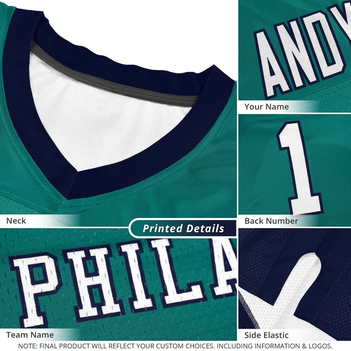 Custom Flag Football Jersey | Powder Blue Gray Color Block For Youth &amp; Men | Add Name, Number &amp; Logo | KXKSHOP