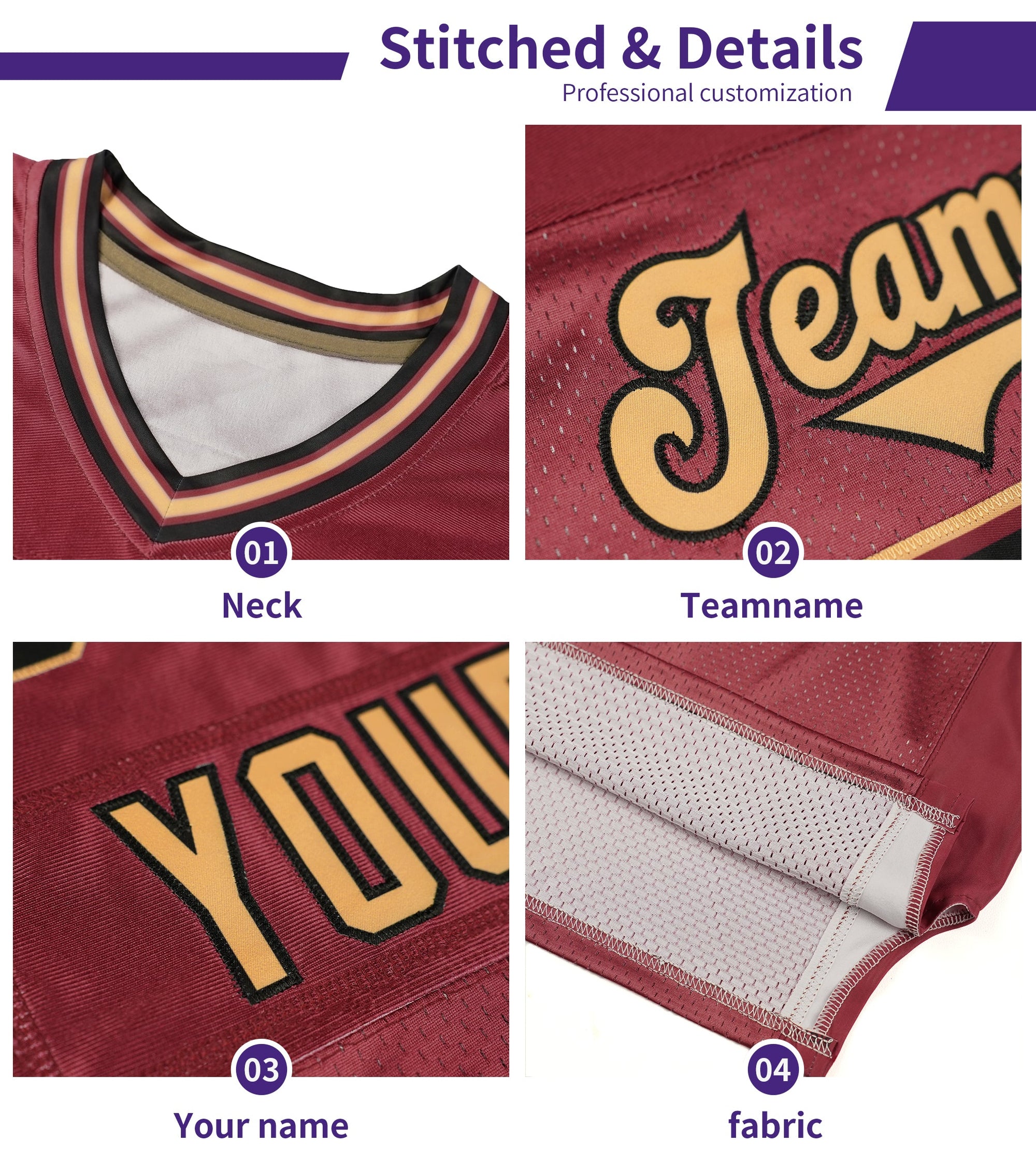 Custom Red Old Gold Personalized Shoulder Cut Two-Tone Authentic Football Jersey