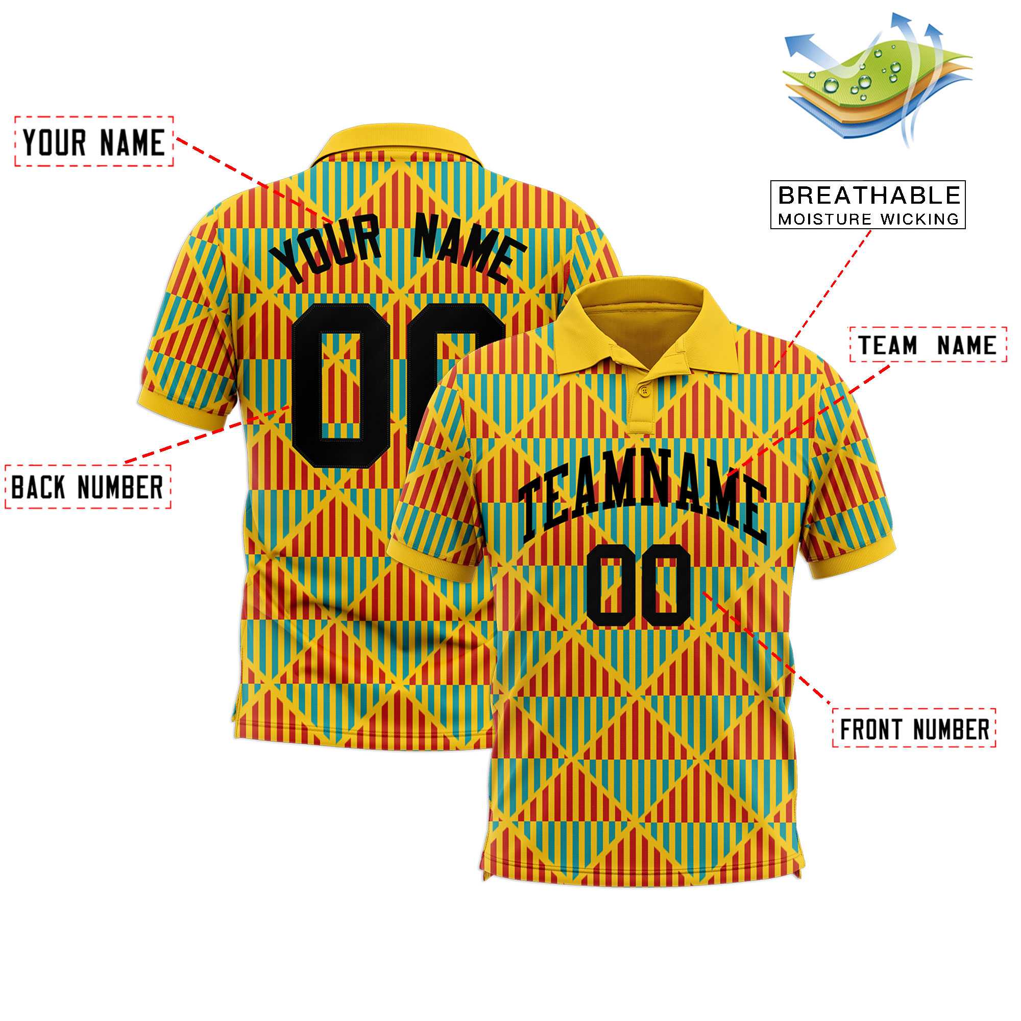 Custom Gold Lingge Sunshine Polo Shirts