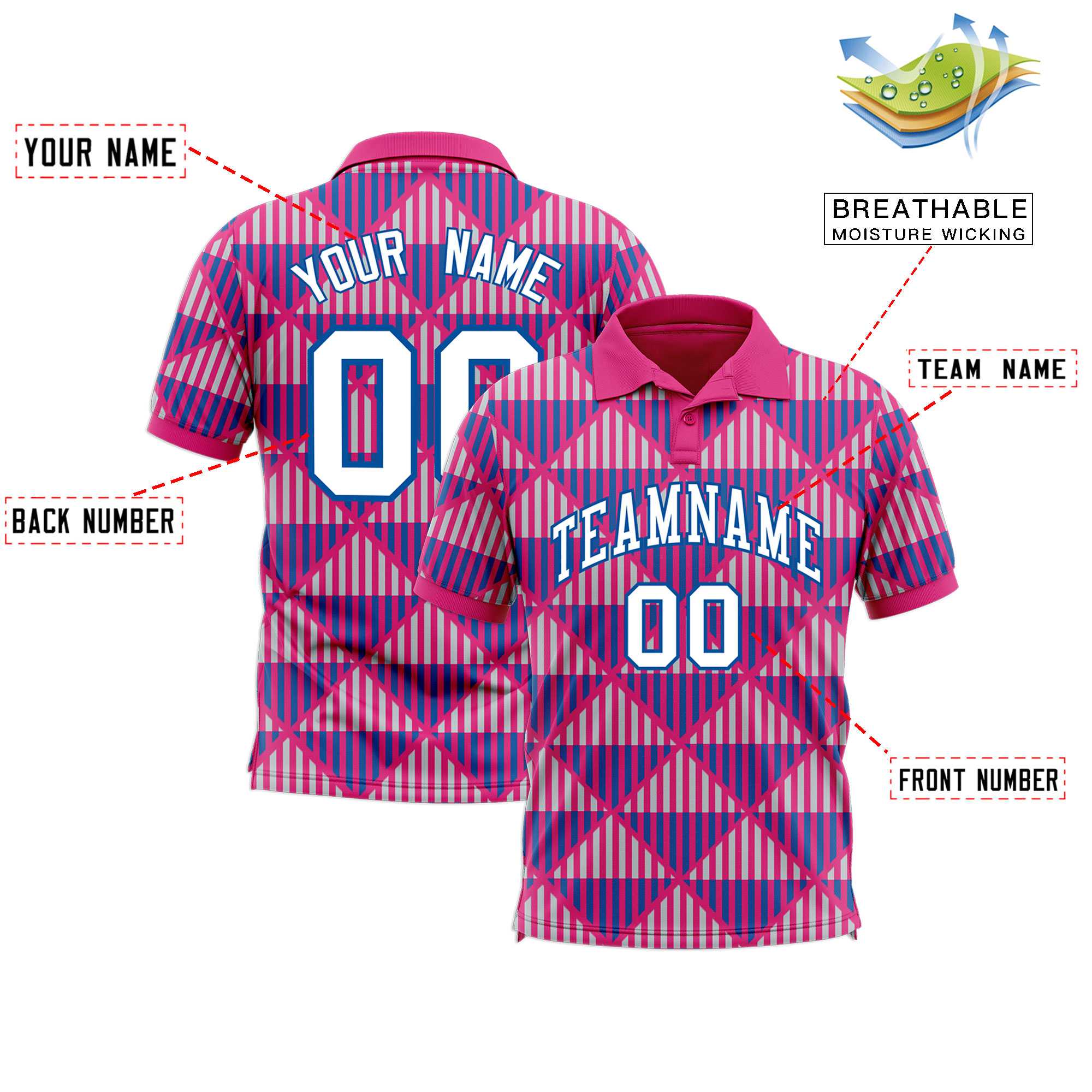 Custom Pink Lingge Sunshine Polo Shirts