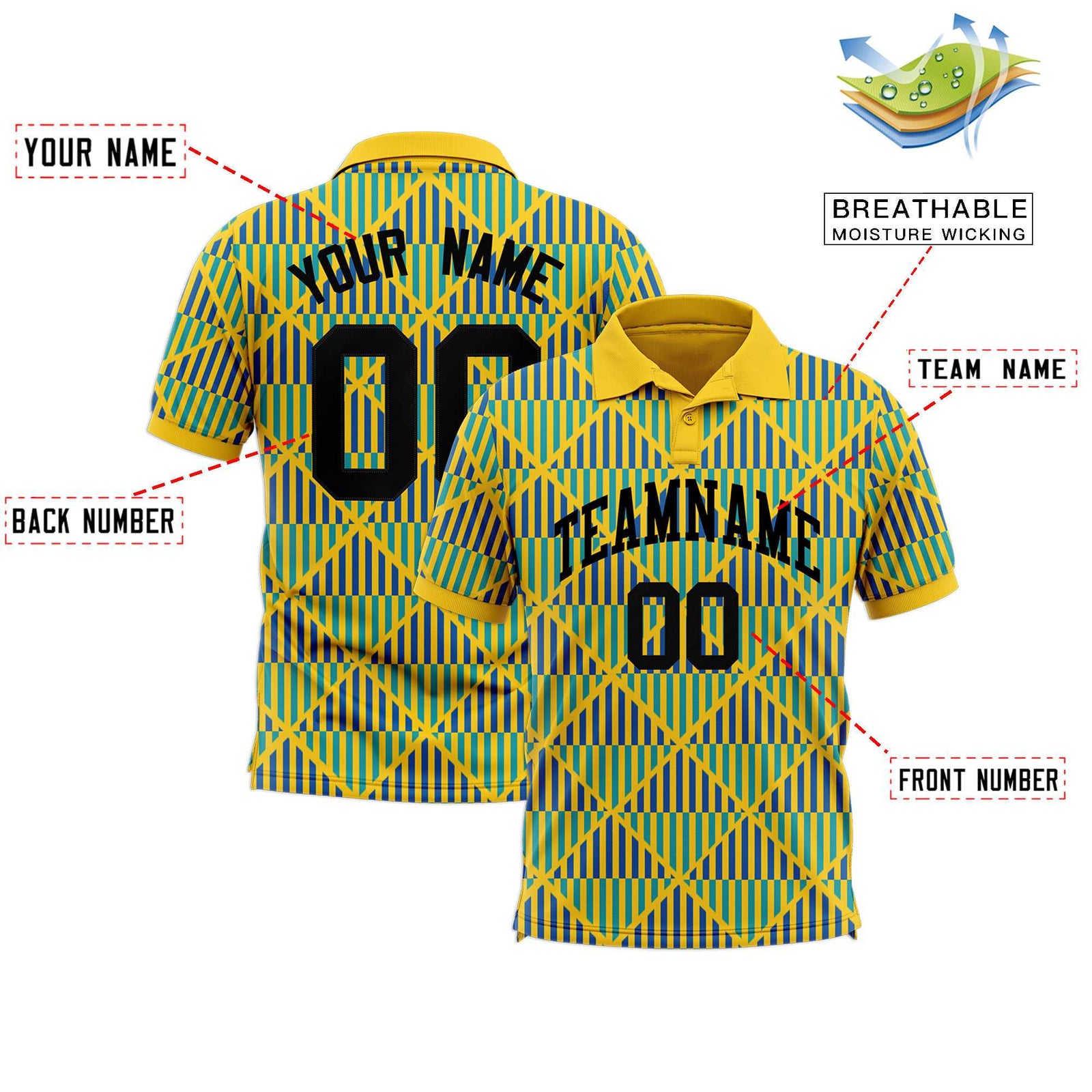 Custom Gold Lingge Sunshine Polo Shirts