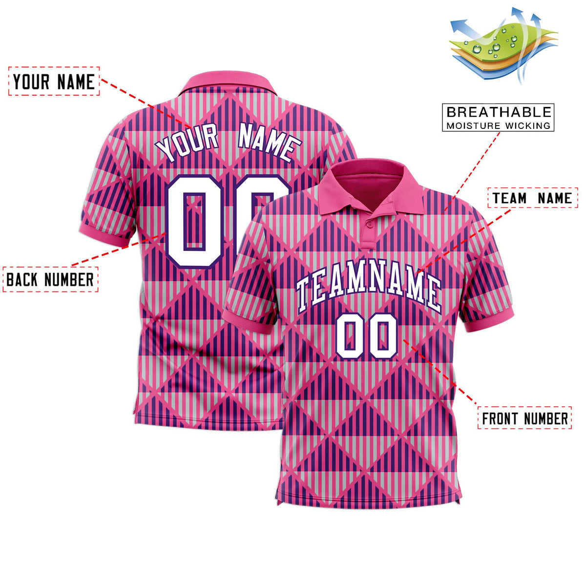 Custom Pink Lingge Sunshine Polo Shirts