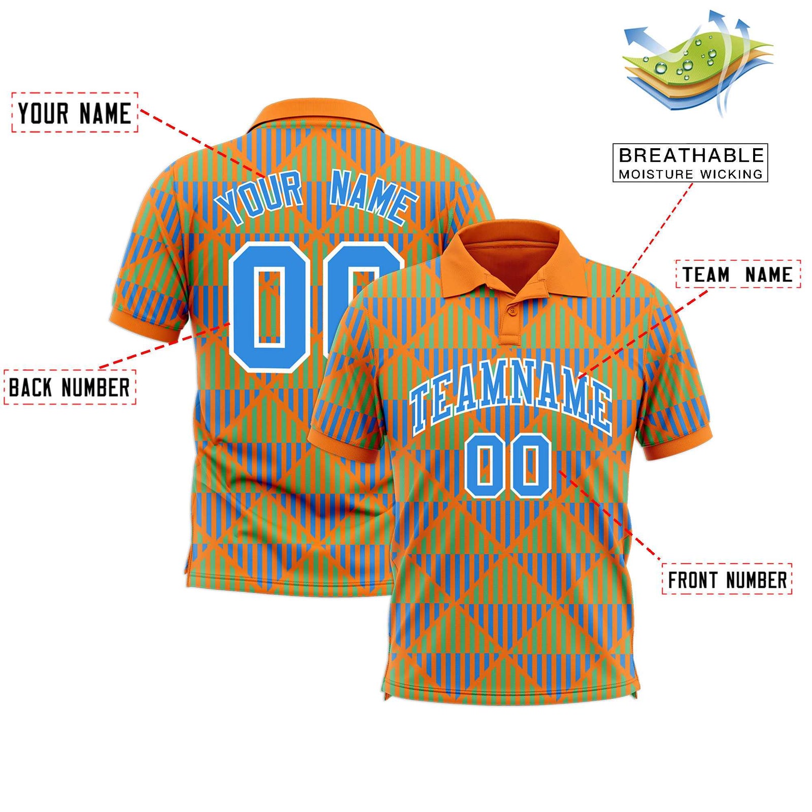 Custom Gold Orange Lingge Sunshine Polo Shirts