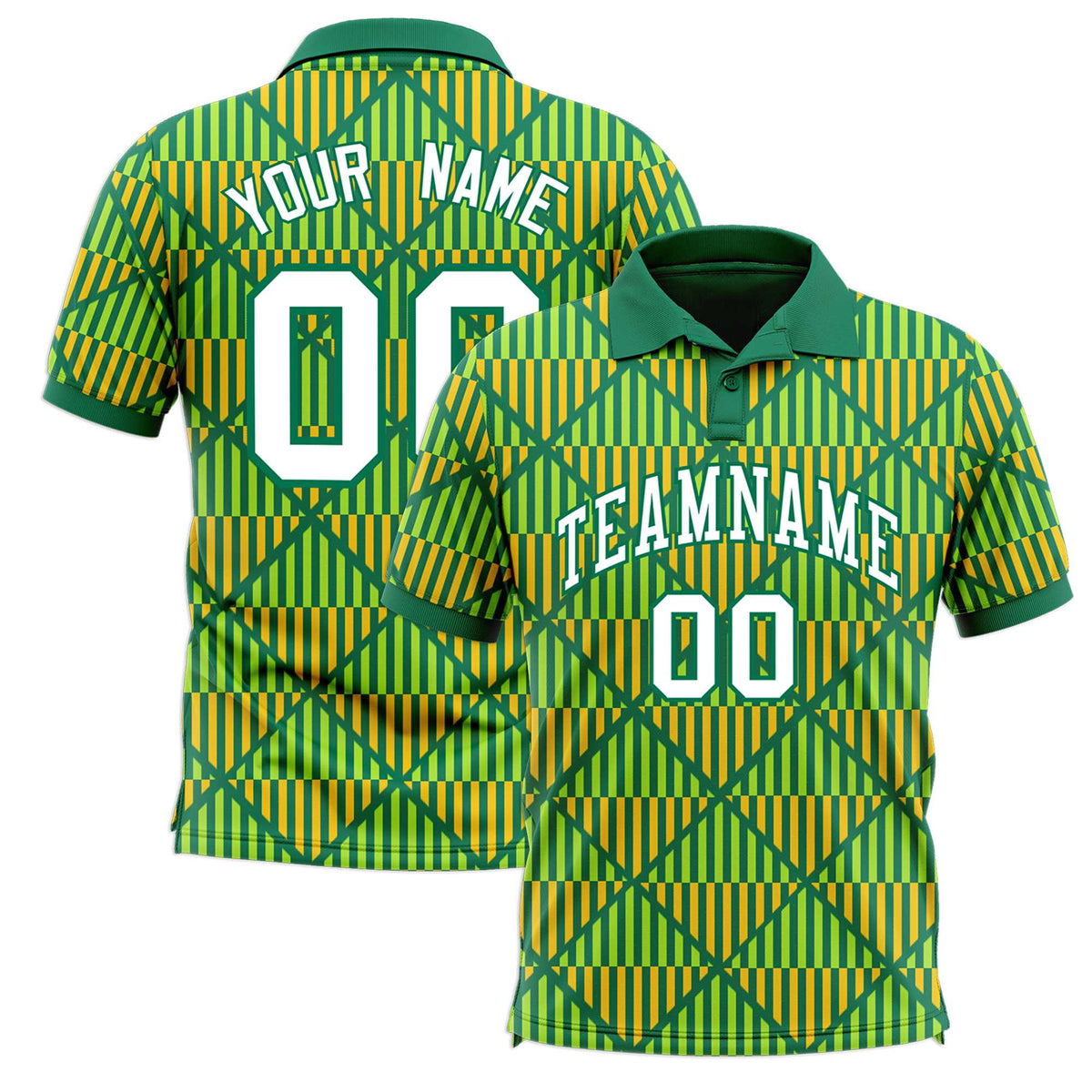 Custom Kelly Green Lingge Sunshine Polo Shirts