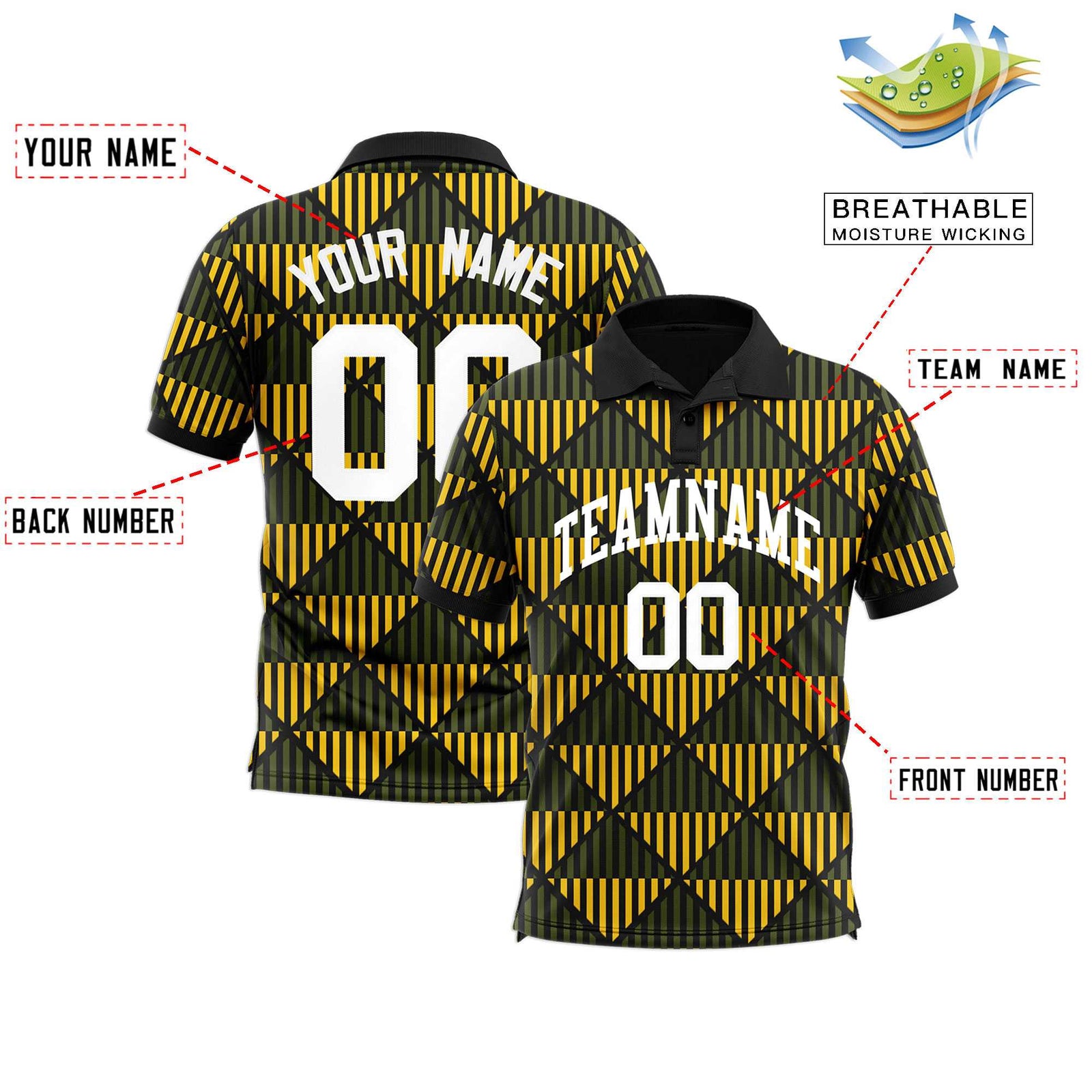 Custom Black Lingge Sunshine Polo Shirts