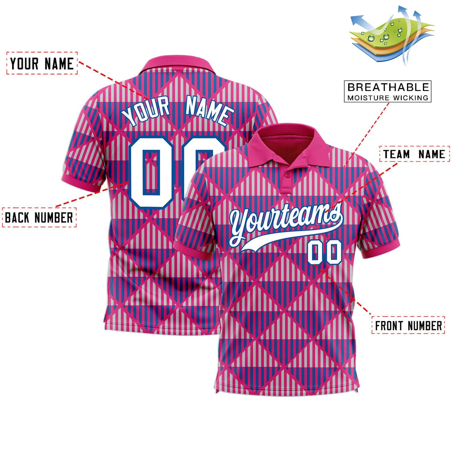 Custom Pink Lingge Sunshine Polo Shirts