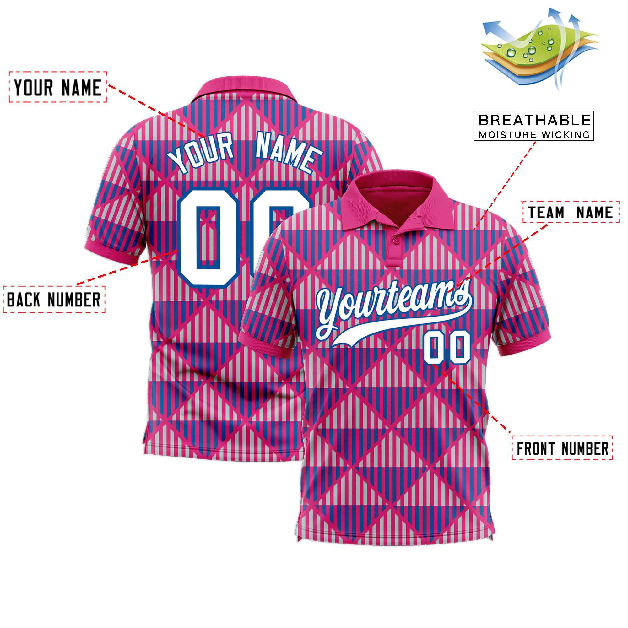 Custom Pink Lingge Sunshine Polo Shirts