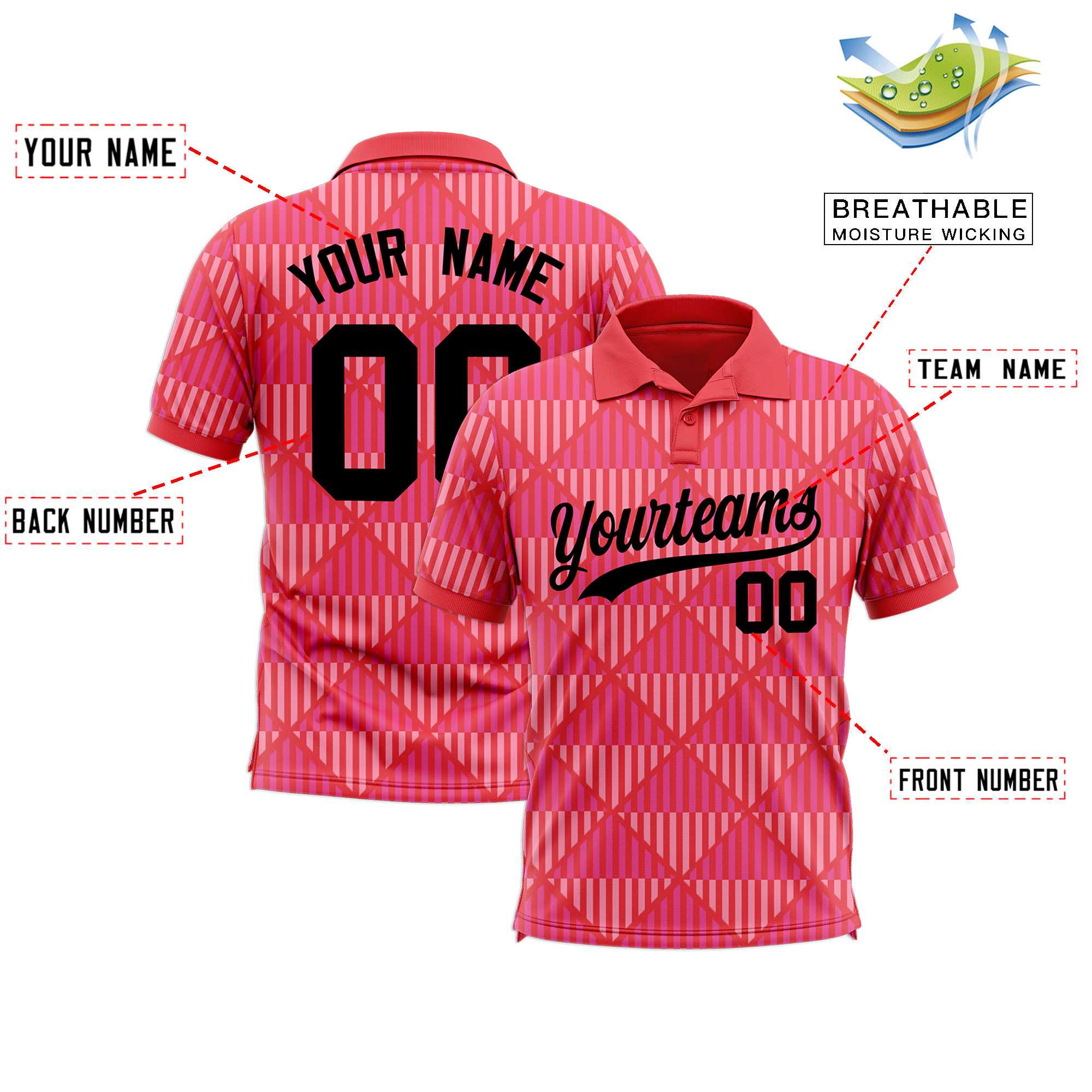 Custom Light Red Lingge Sunshine Polo Shirts