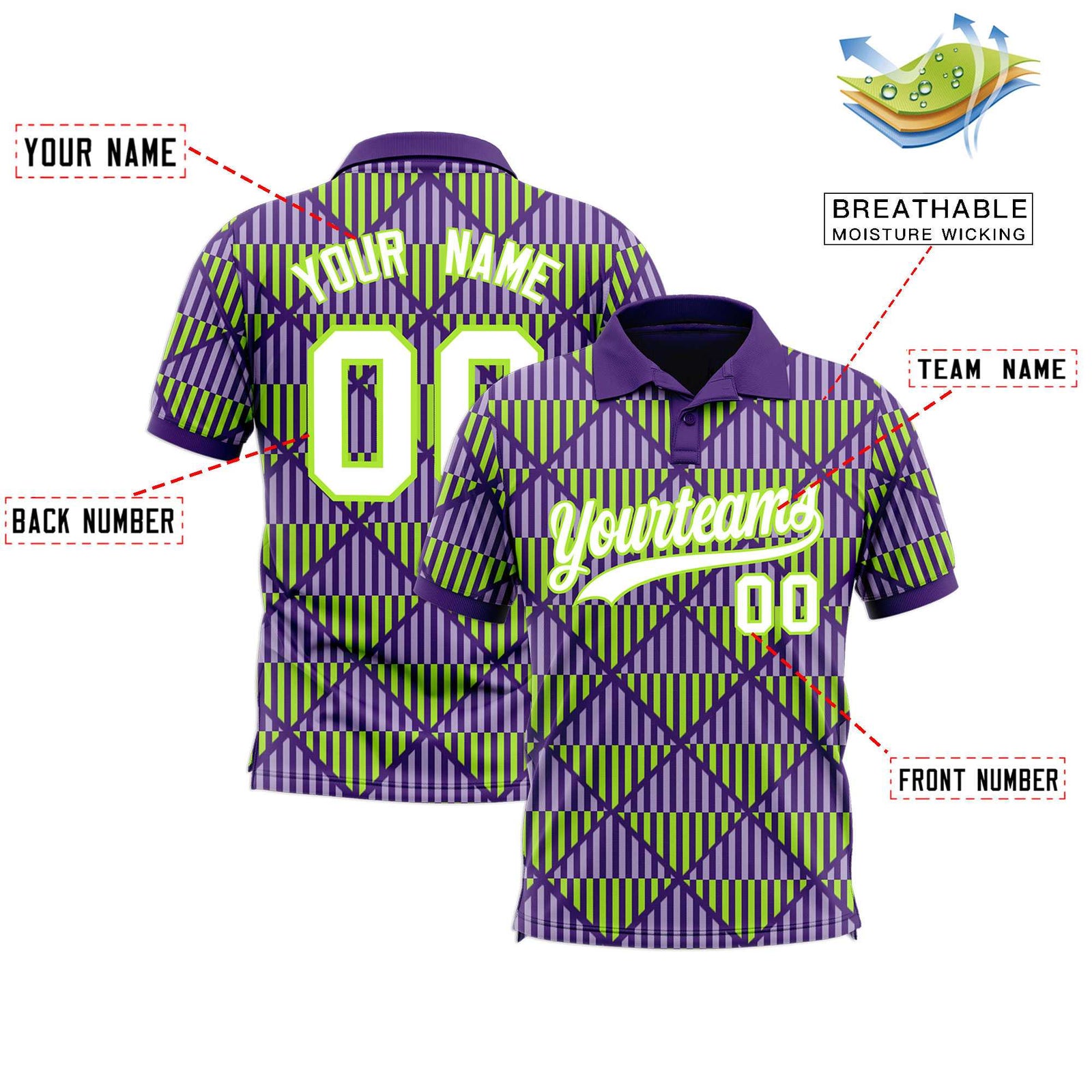 Custom Purple Lingge Sunshine Polo Shirts