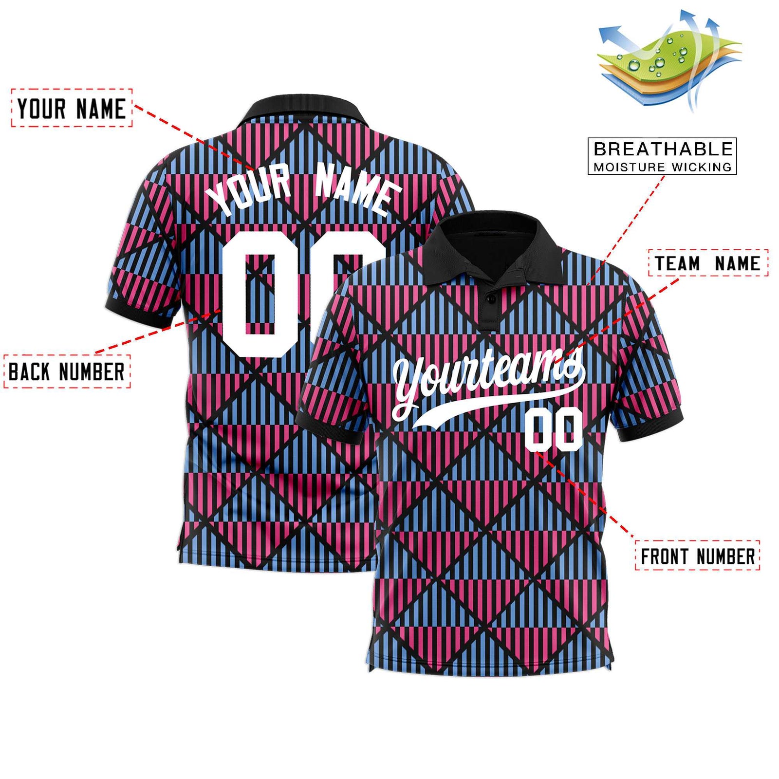 Custom Black Lingge Sunshine Polo Shirts