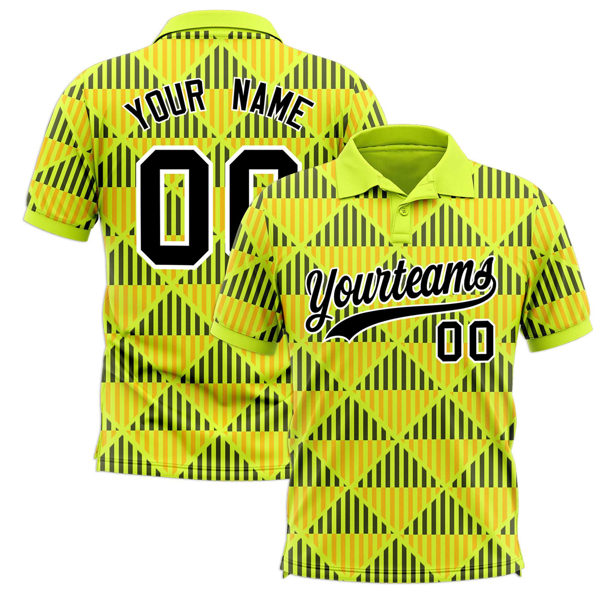 Custom Fluorescent Green Lingge Sunshine Polo Shirts