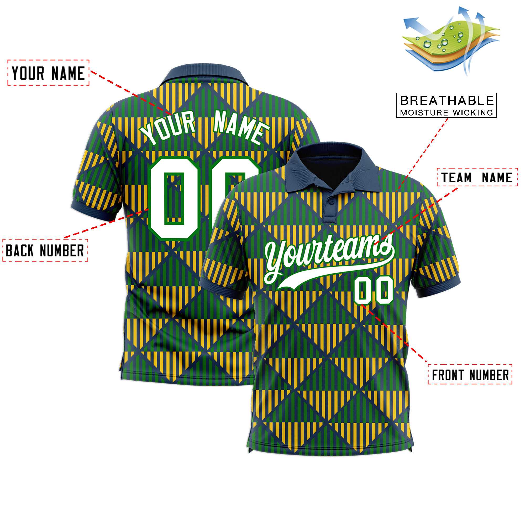 Custom Midnight Blue Lingge Sunshine Polo Shirts