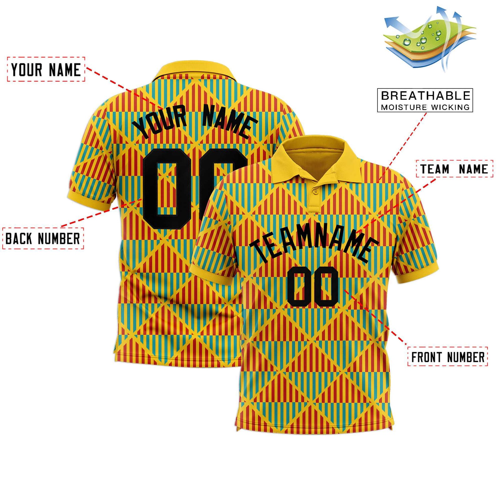 Custom Gold Lingge Sunshine Polo Shirts