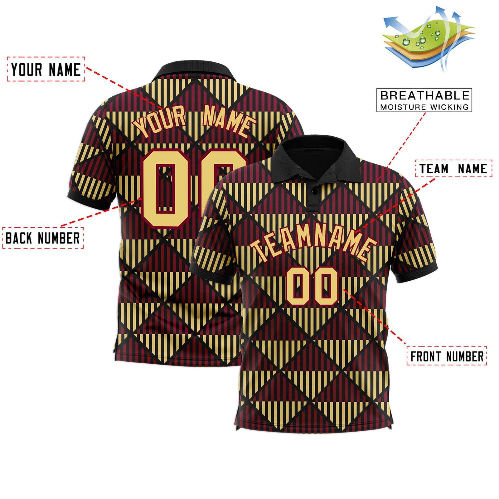 Custom Black Lingge Sunshine Polo Shirts