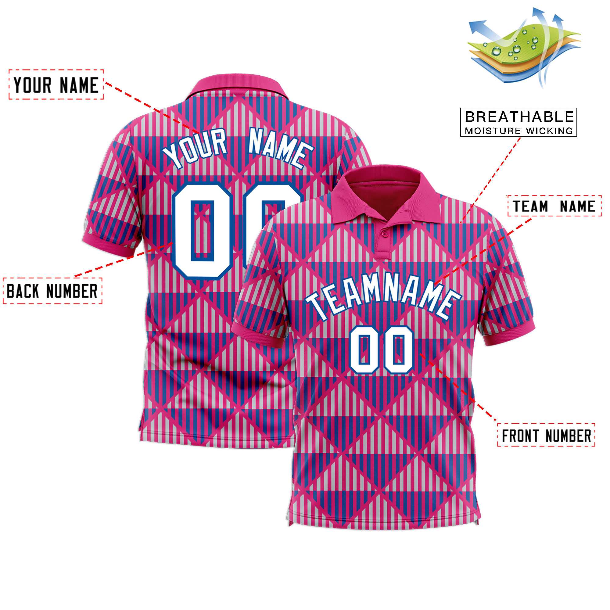 Custom Pink Lingge Sunshine Polo Shirts