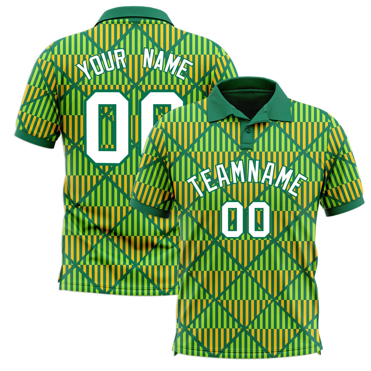 Custom Kelly Green Lingge Sunshine Polo Shirts