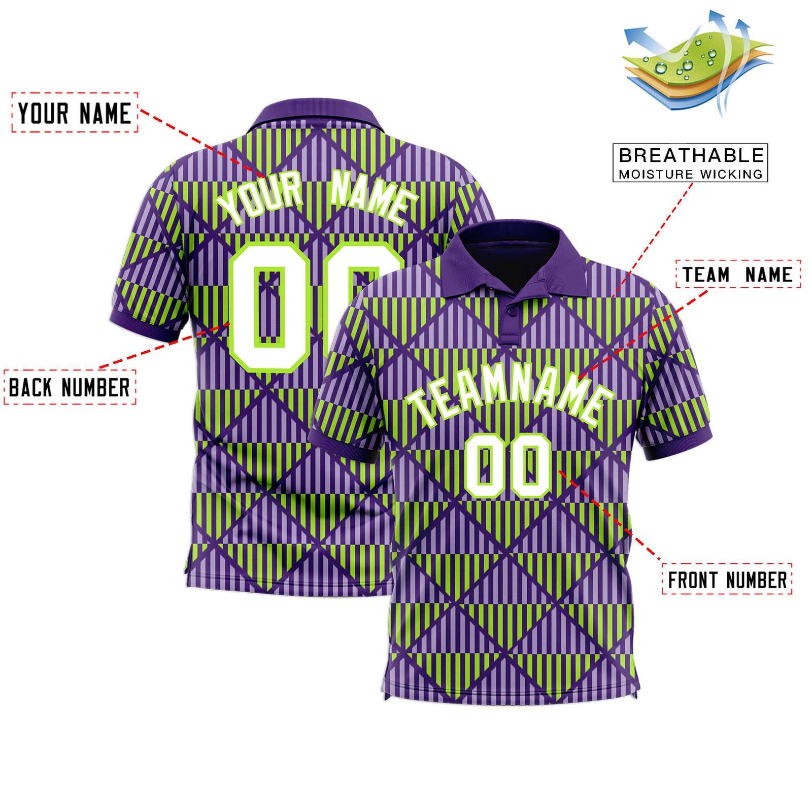 Custom Purple Lingge Sunshine Polo Shirts