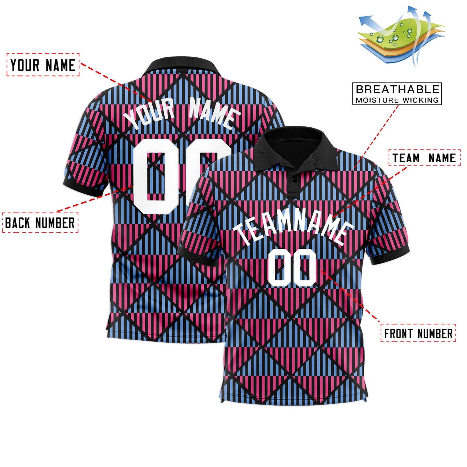 Custom Black Lingge Sunshine Polo Shirts