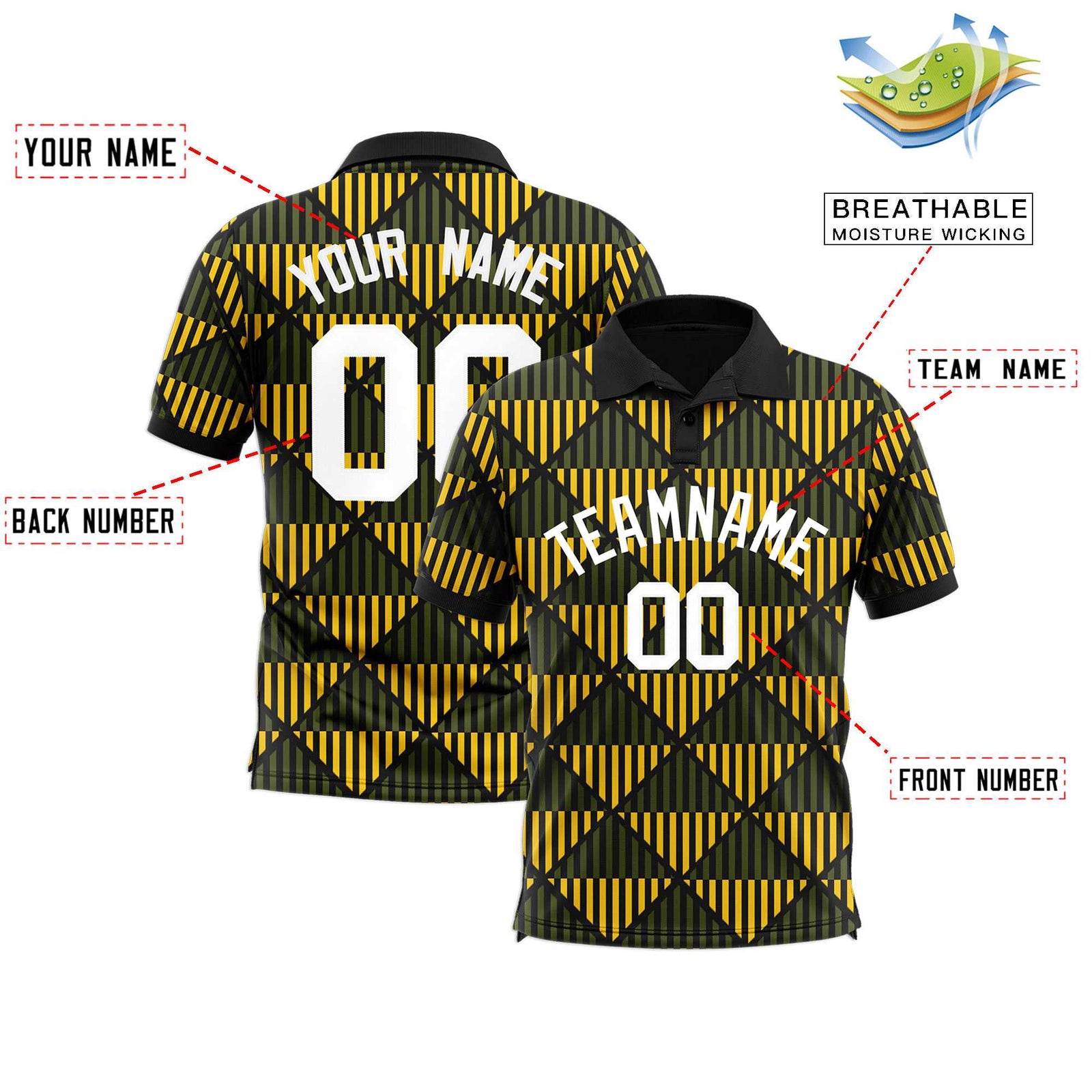 Custom Black Lingge Sunshine Polo Shirts