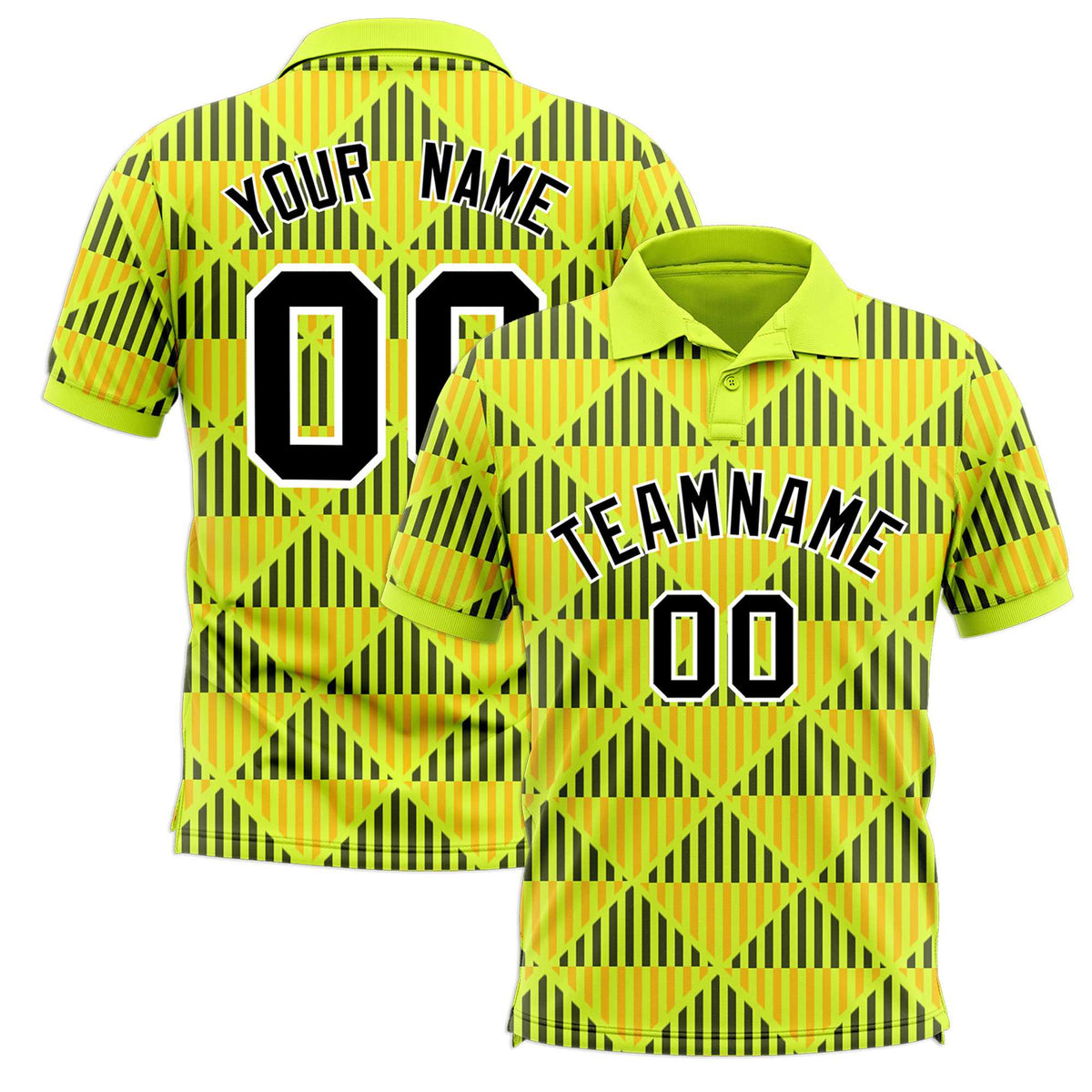 Custom Fluorescent Green Lingge Sunshine Polo Shirts