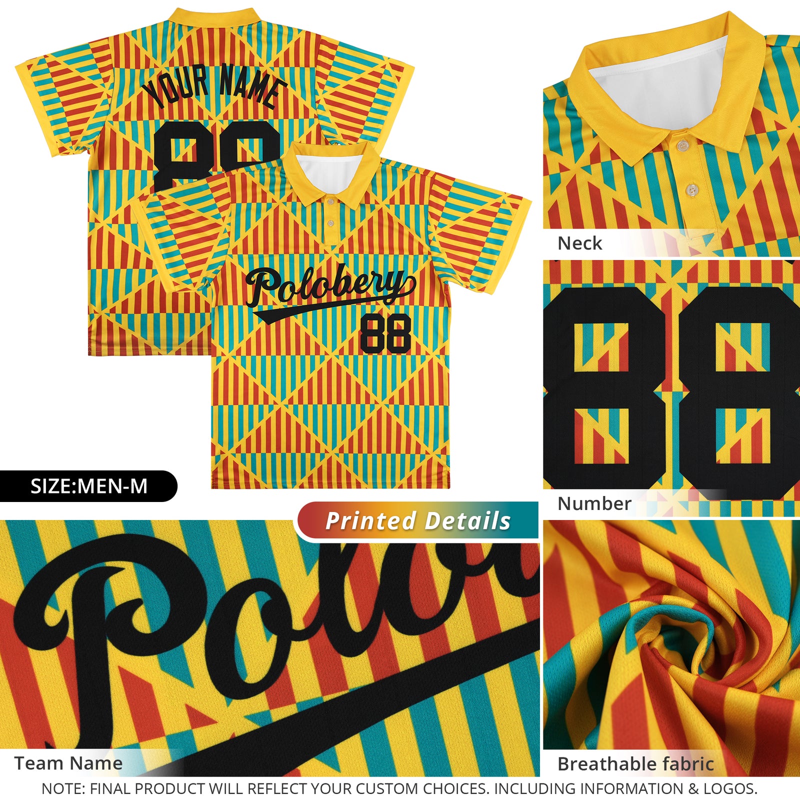 Custom Gold Lingge Sunshine Polo Shirts