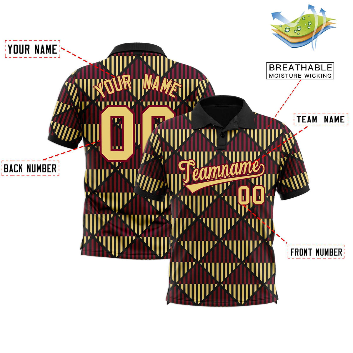 Custom Black Lingge Sunshine Polo Shirts