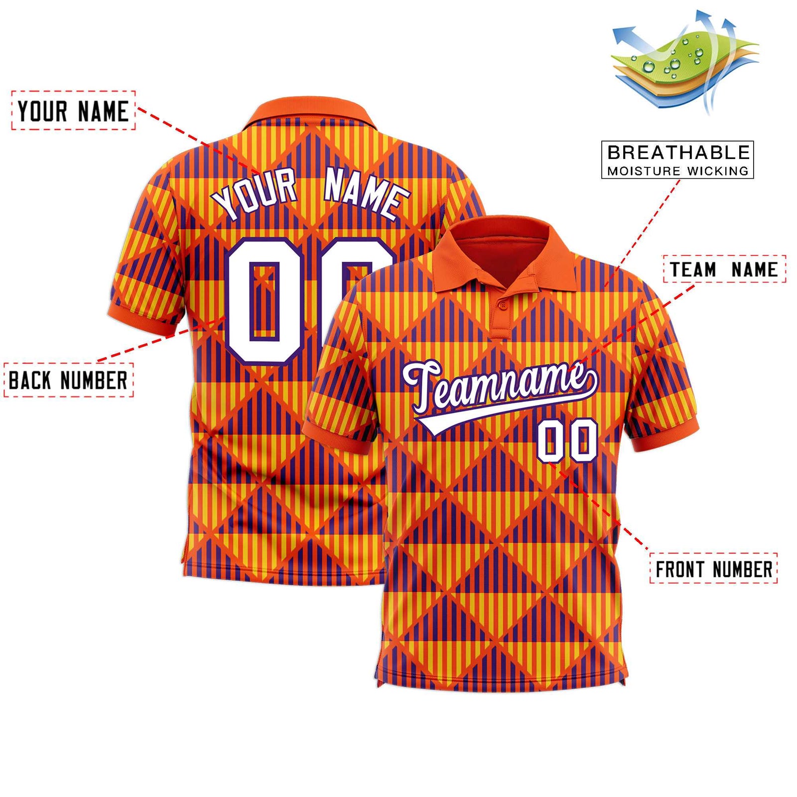 Custom Orange Lingge Sunshine Polo Shirts