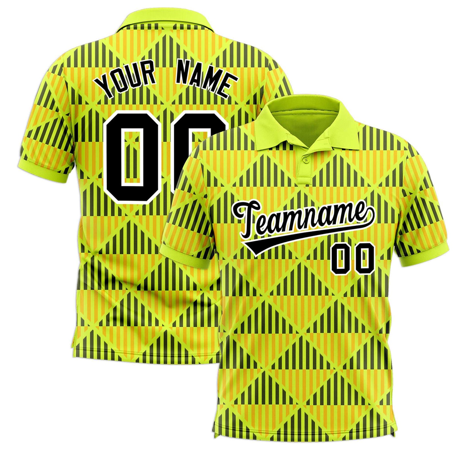 Custom Fluorescent Green Lingge Sunshine Polo Shirts