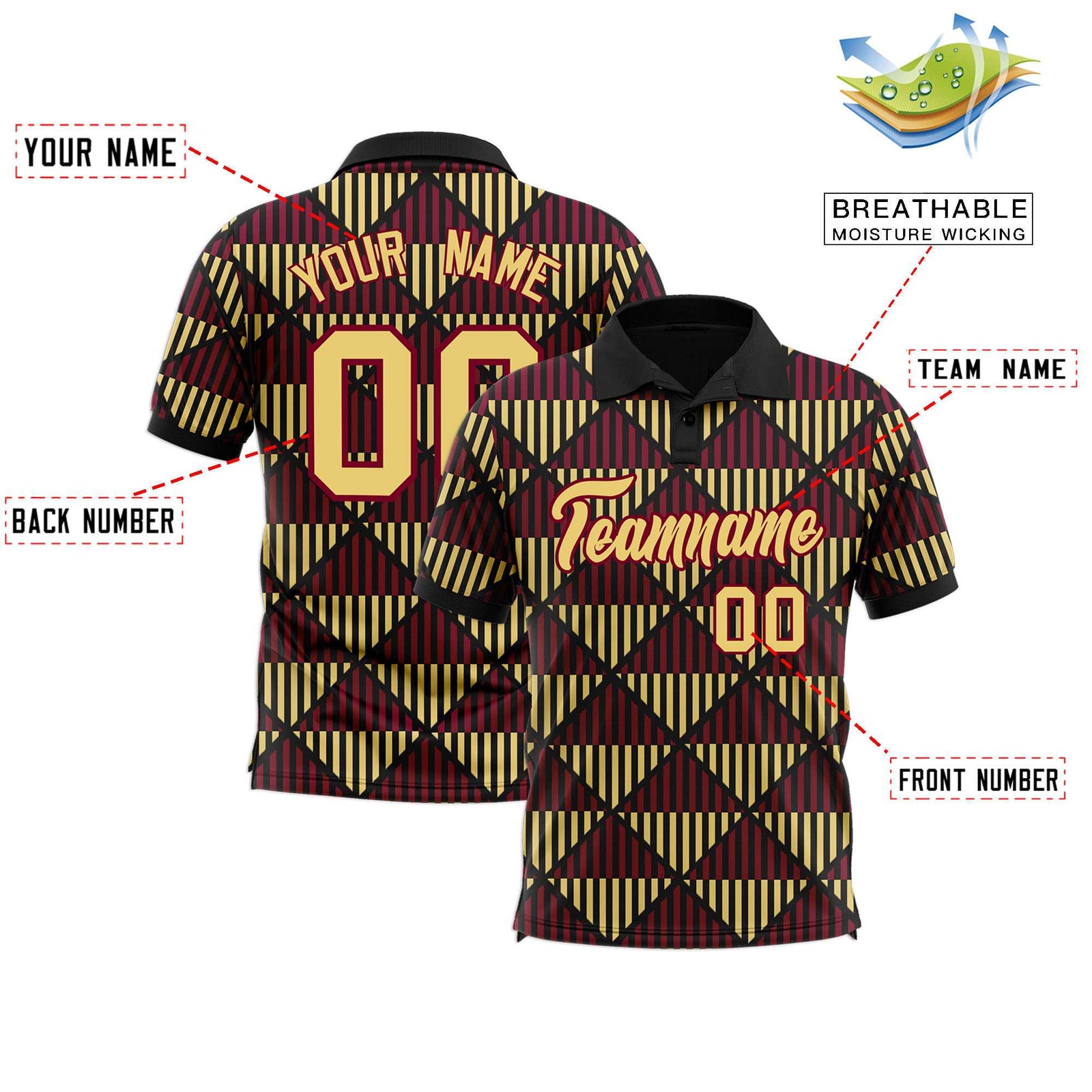 Custom Black Lingge Sunshine Polo Shirts