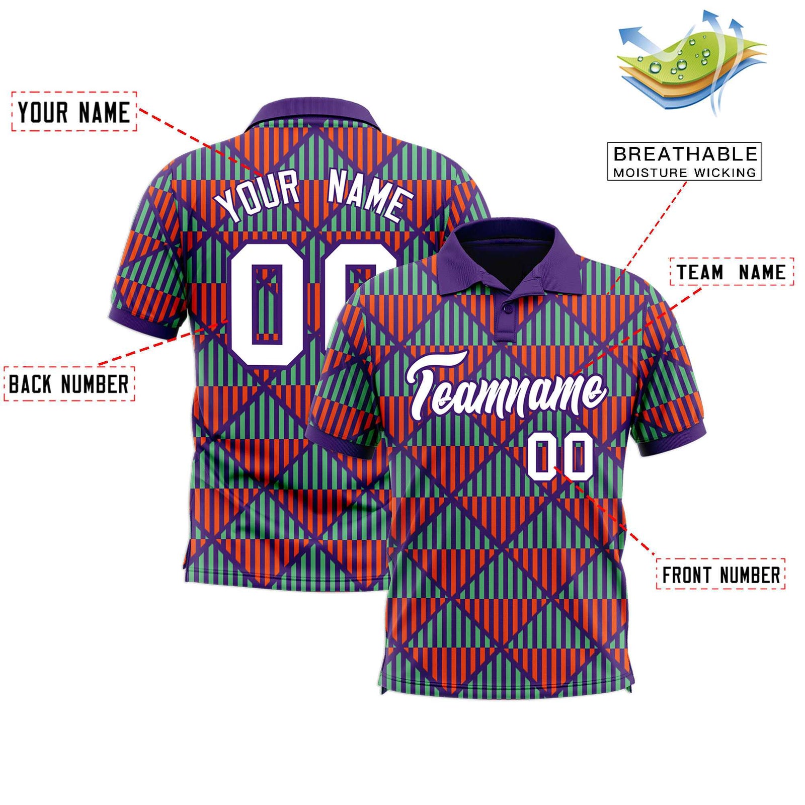 Custom Purple Lingge Sunshine Polo Shirts