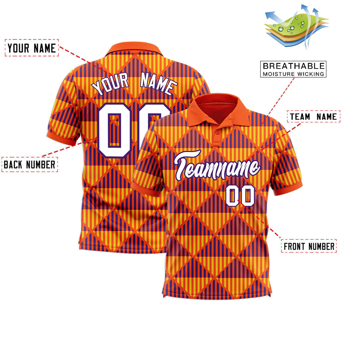 Custom Orange Lingge Sunshine Polo Shirts