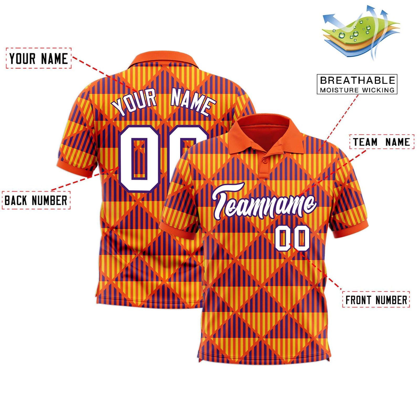 Custom Orange Lingge Sunshine Polo Shirts