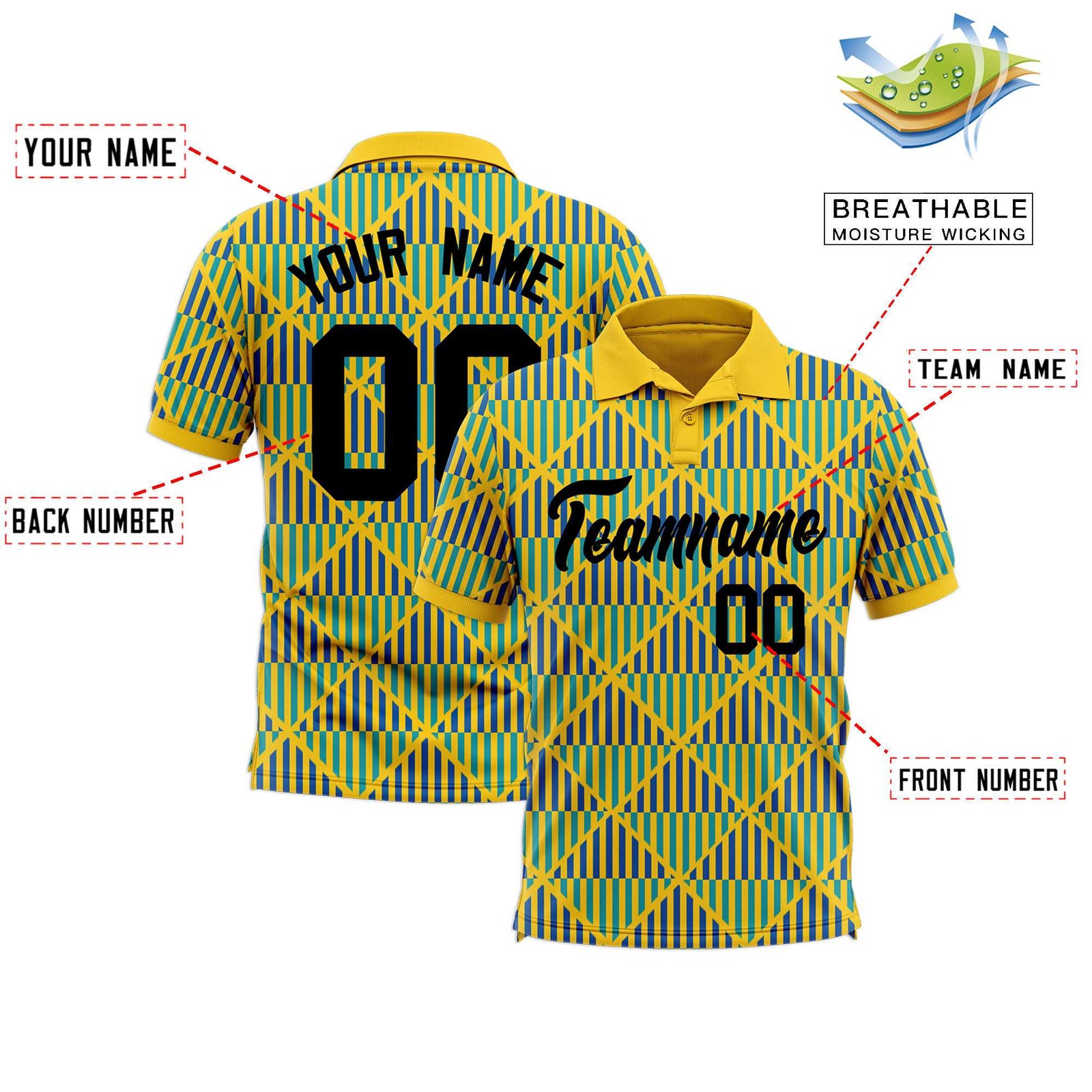 Custom Gold Lingge Sunshine Polo Shirts