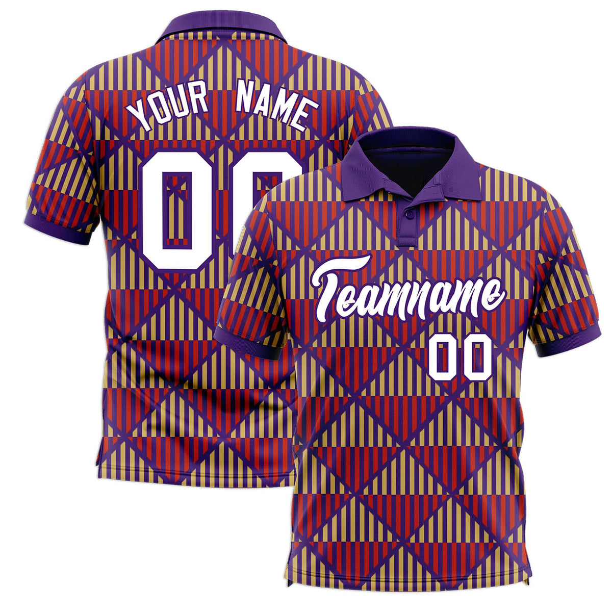 Custom Purple Lingge Sunshine Polo Shirts