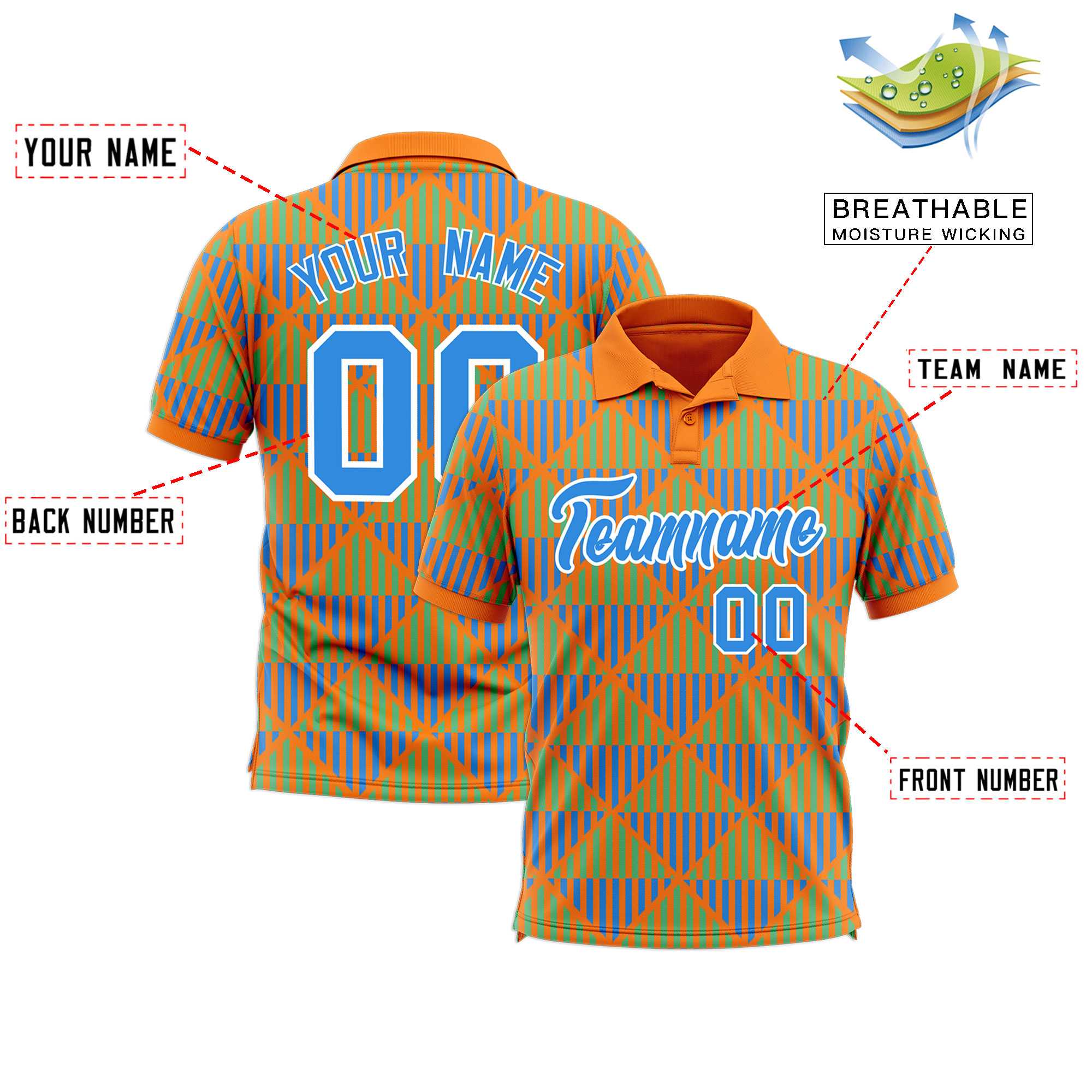 Custom Gold Orange Lingge Sunshine Polo Shirts