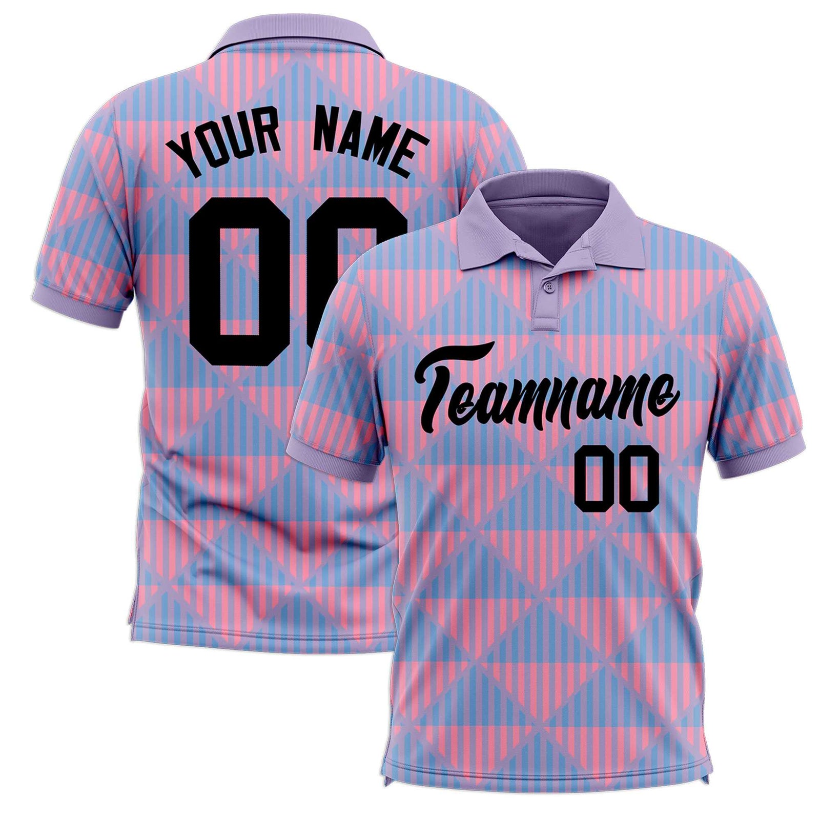 Custom Light Purple Lingge Sunshine Polo Shirts