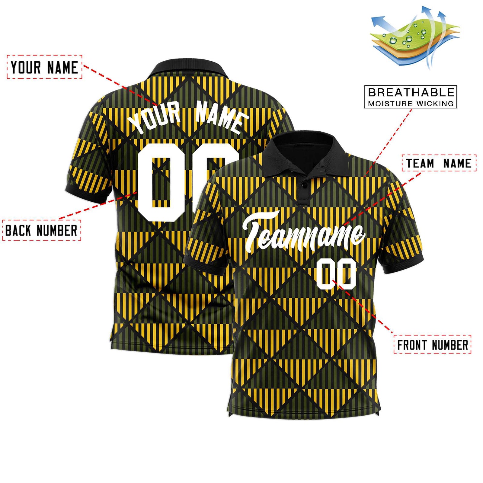 Custom Black Lingge Sunshine Polo Shirts