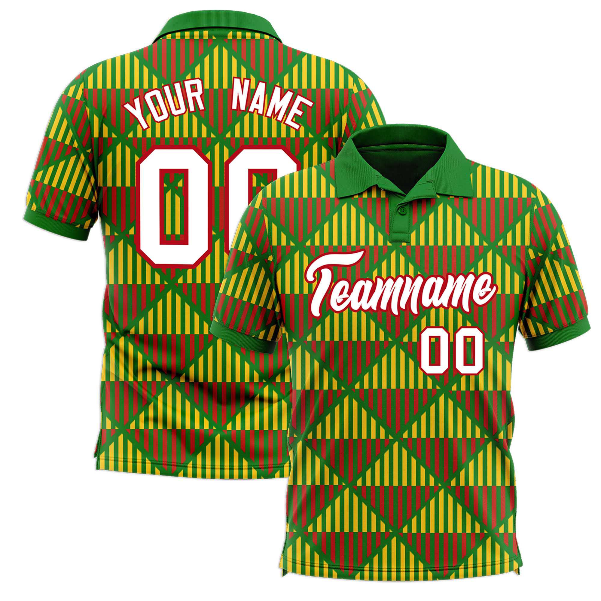 Custom Kelly Green Lingge Sunshine Polo Shirts