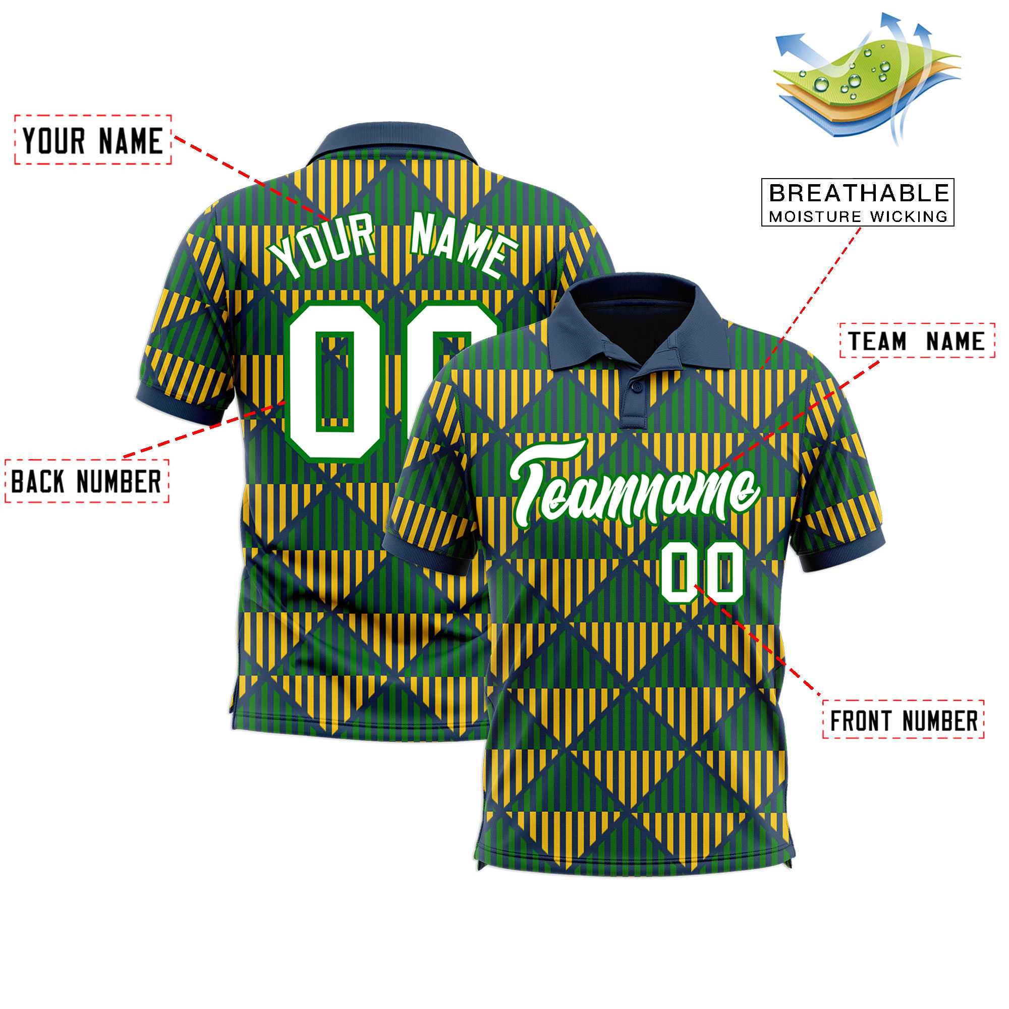 Custom Midnight Blue Lingge Sunshine Polo Shirts