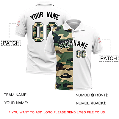 Custom White Camo Split Fashion Authentic Performance Polo Shirt