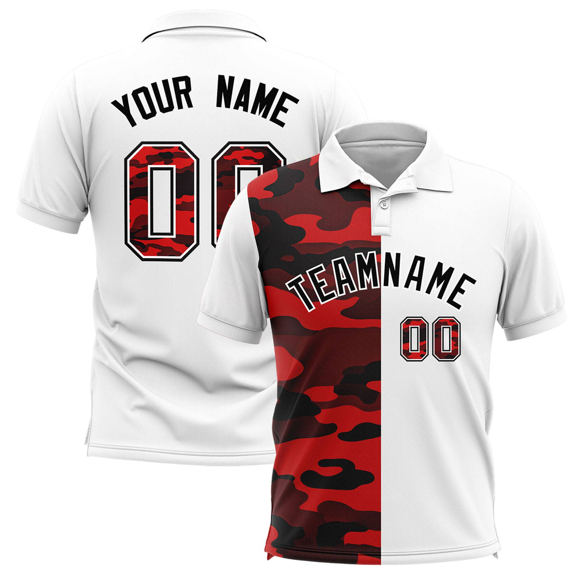 Custom White Camo Split Fashion Authentic Performance Polo Shirt