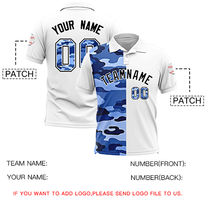 Custom White Camo Split Fashion Authentic Performance Polo Shirt