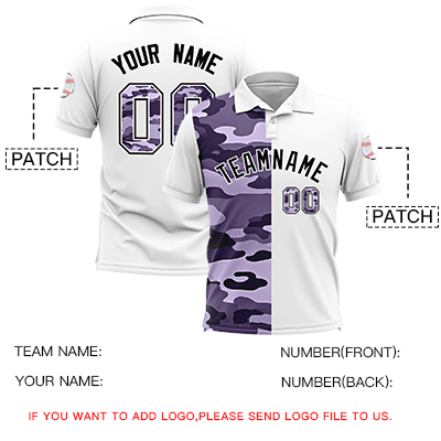 Custom White Camo Split Fashion Authentic Performance Polo Shirt